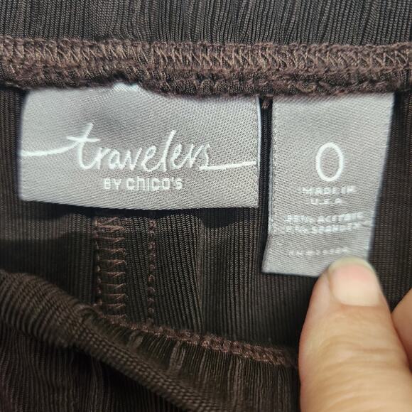 Chico's Travelers 2 Piece Capri Cropped Pants Slinky Knit Brown Size 0 Small - Picture 5 of 10